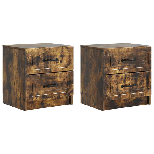vidaXL Bedside Cabinet 2 pcs Smoked Oak 43 x 34.5 x 44.5 cm