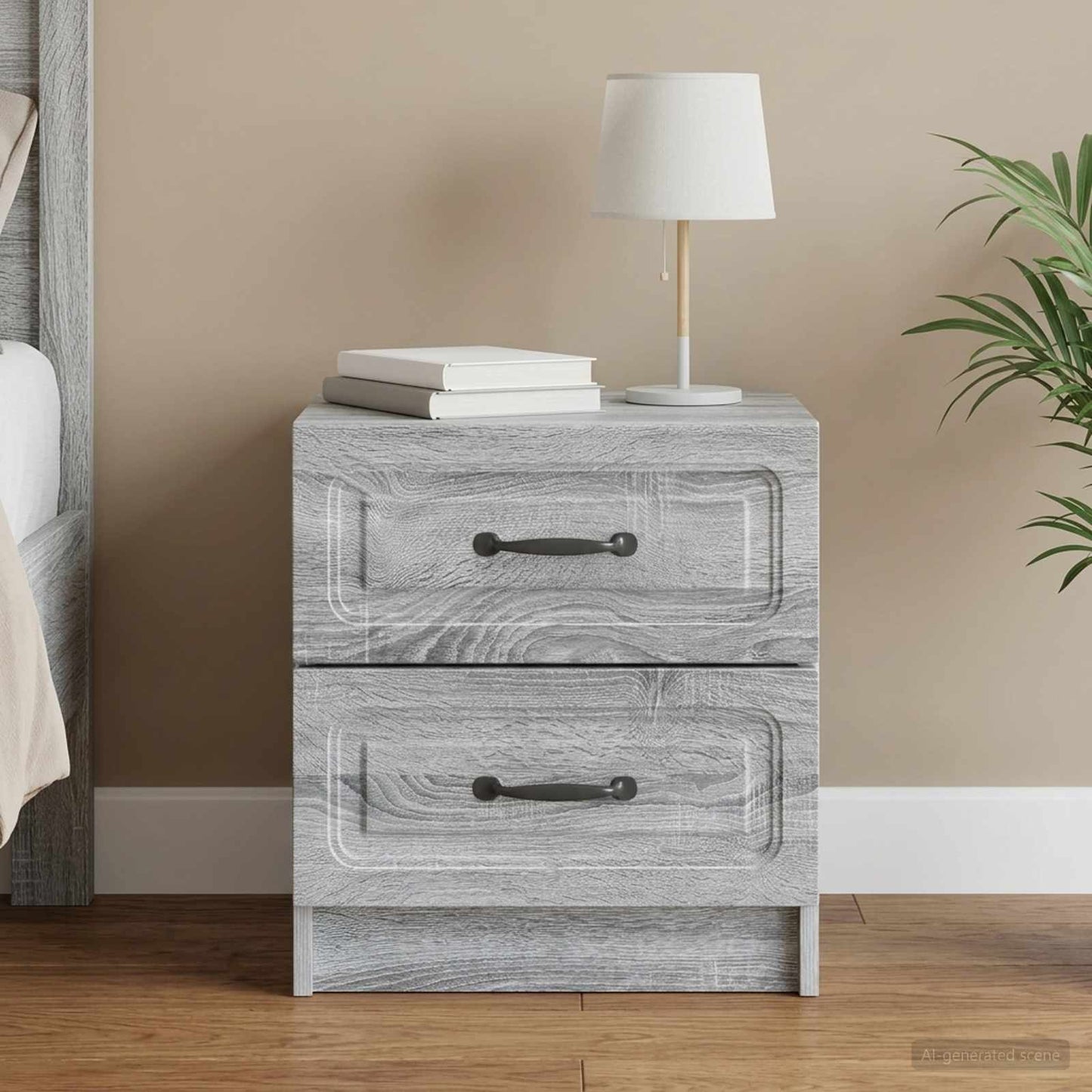 vidaXL Bedside Cabinet Grey Sonoma 43 x 34.5 x 44.5 cm Engineered Wood