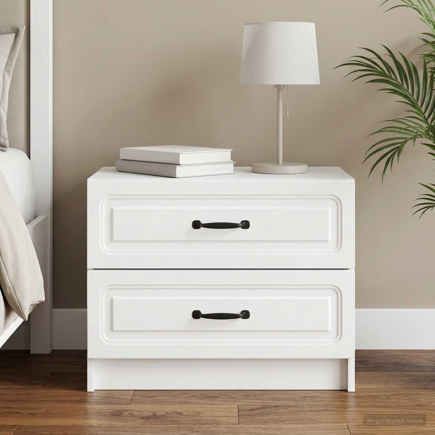 vidaXL Bedside Cabinet White 62 x 34.5 x 44.5 cm Engineered Wood
