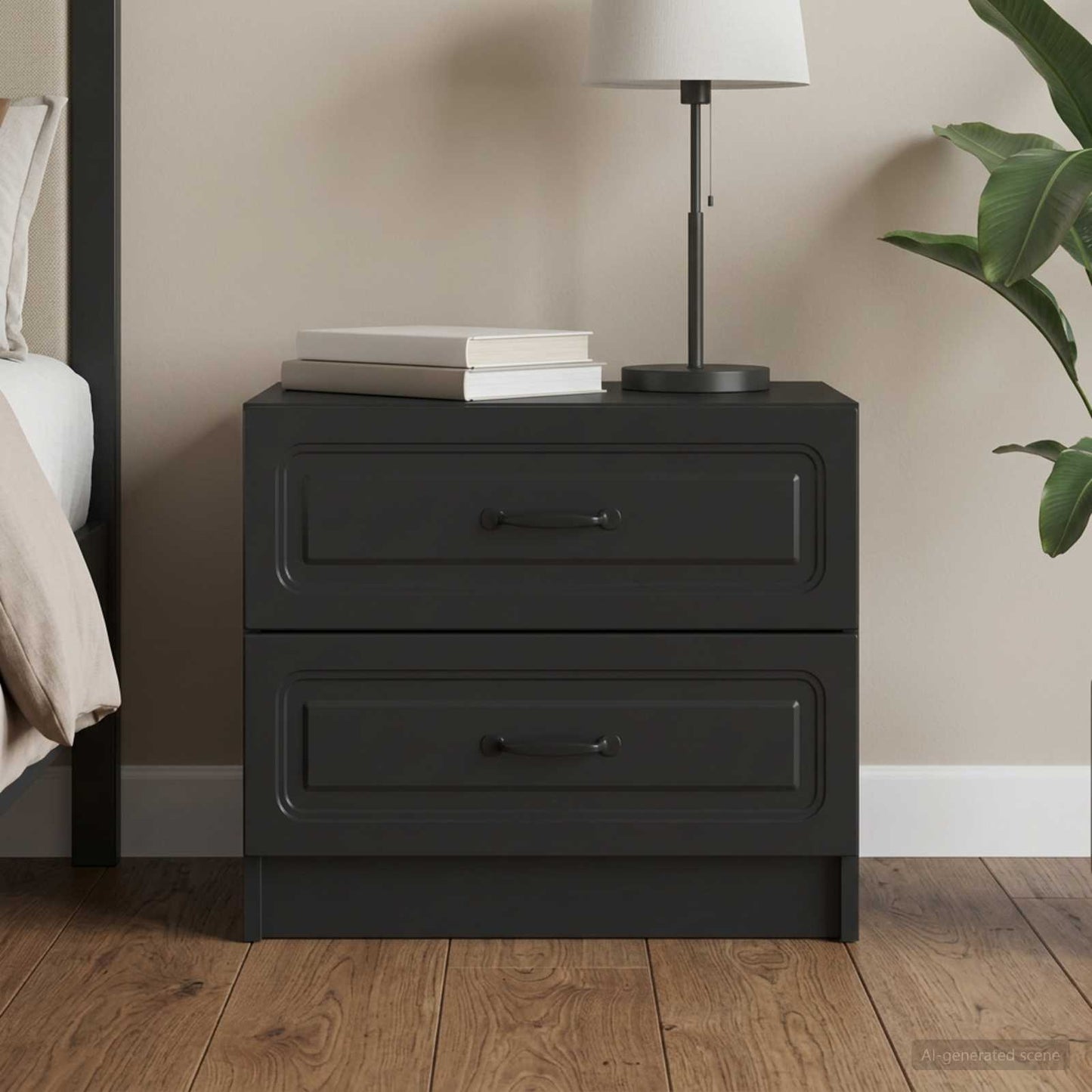 vidaXL Bedside Cabinet Black 62 x 34.5 x 44.5 cm Engineered Wood