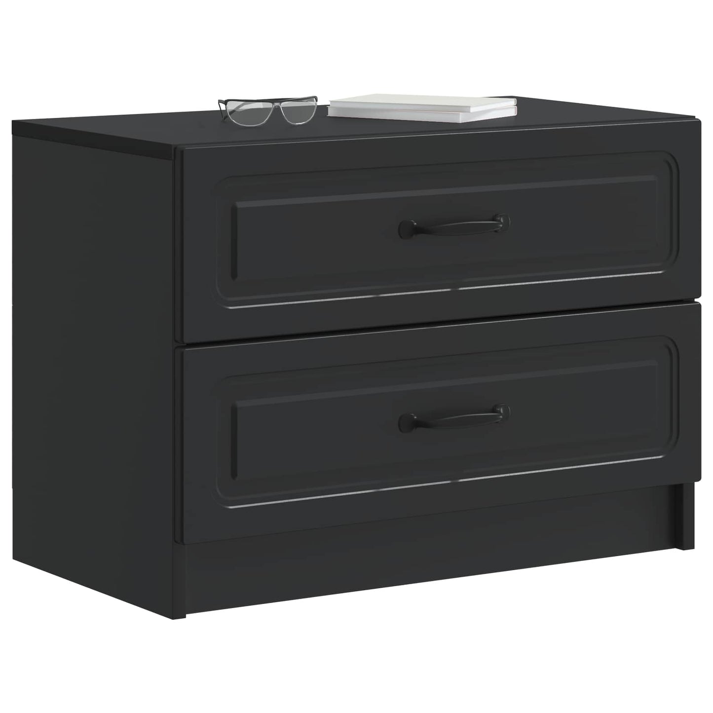 vidaXL Bedside Cabinet Black 62 x 34.5 x 44.5 cm Engineered Wood