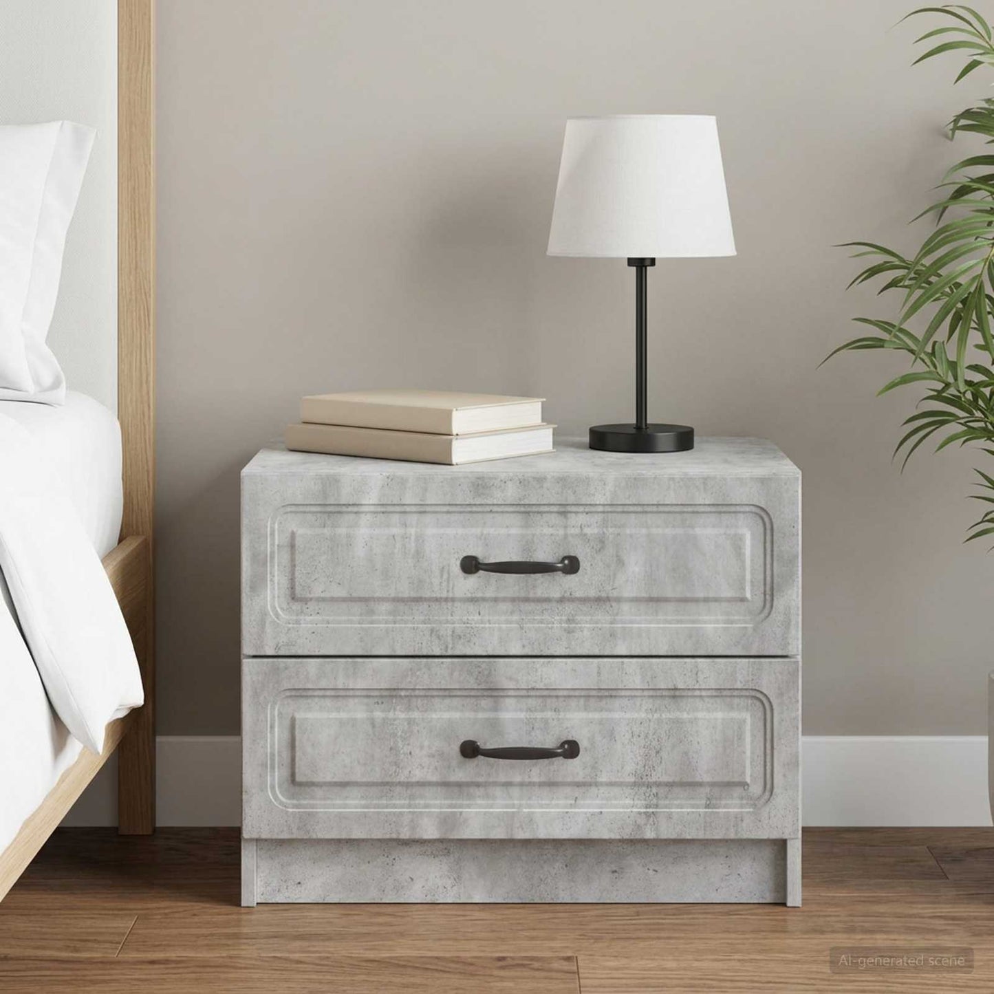 vidaXL Bedside Cabinet with Drawer Concrete Grey 62 x 34.5 x 44.5 cm