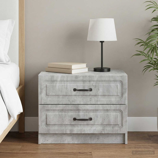 vidaXL Bedside Cabinet with Drawer Concrete Grey 62 x 34.5 x 44.5 cm