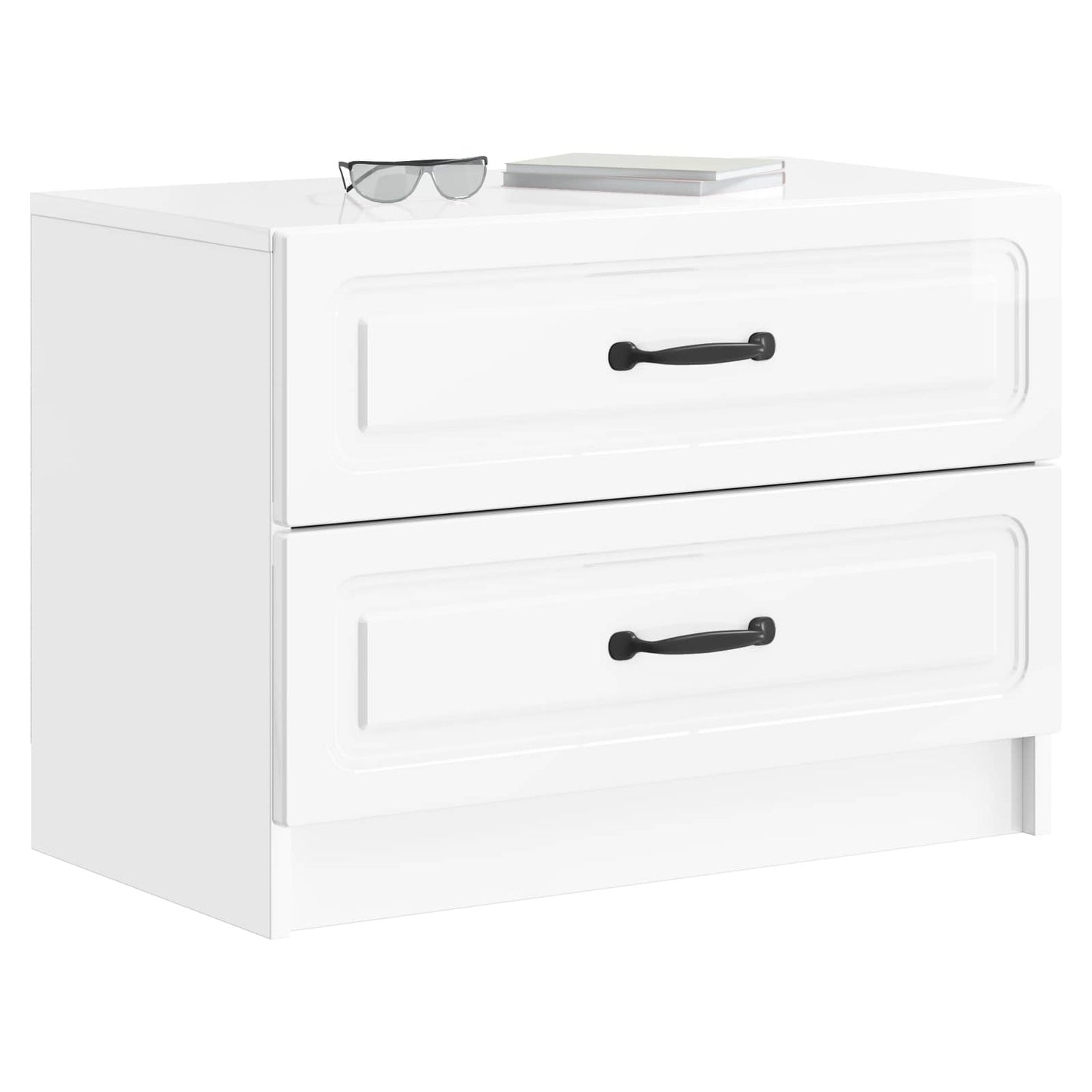 vidaXL Bedside Cabinet High Gloss White 62 x 34.5 x 44.5 cm