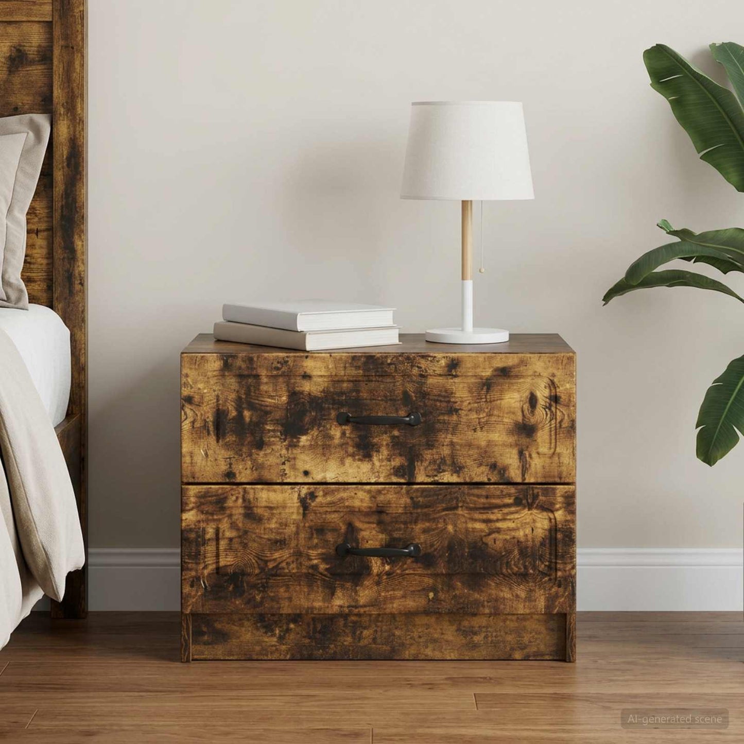 vidaXL Bedside Cabinet Smoked Oak 62 x 34.5 x 44.5 cm Engineered Wood
