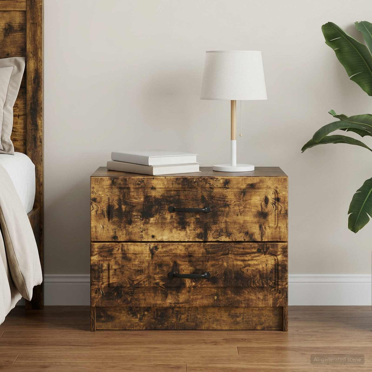vidaXL Bedside Cabinet Smoked Oak 62 x 34.5 x 44.5 cm Engineered Wood