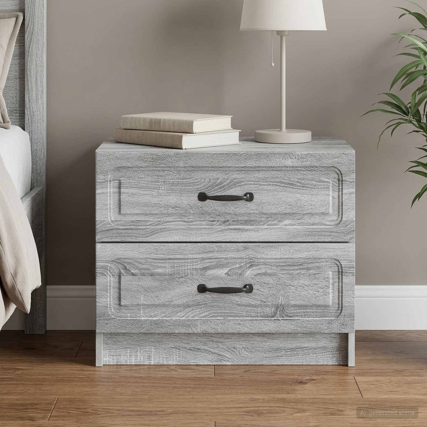 vidaXL Bedside Cabinet Grey Sonoma 62 x 34.5 x 44.5 cm Engineered Wood