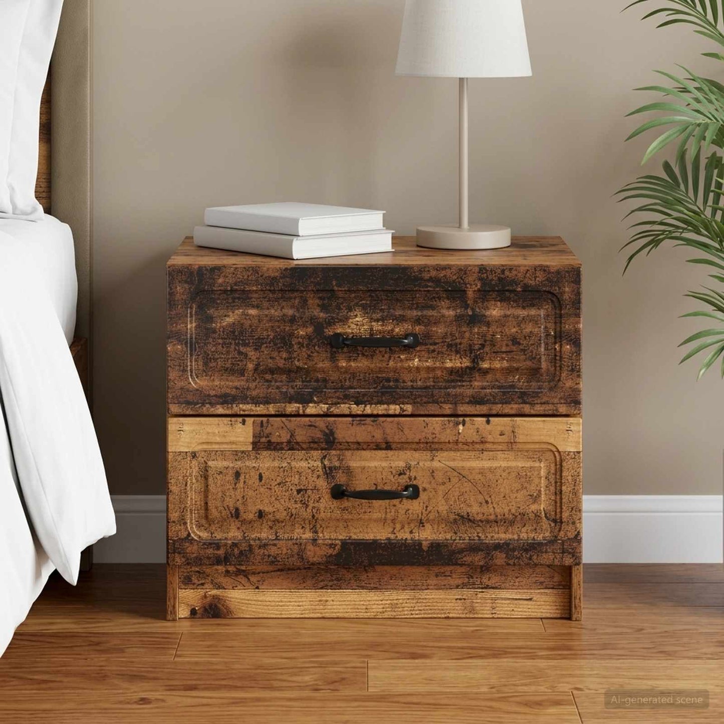 vidaXL Bedside Cabinet Old Wood 62 x 34.5 x 44.5 cm Engineered Wood