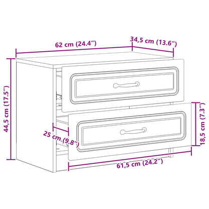 vidaXL Bedside Cabinet Old Wood 62 x 34.5 x 44.5 cm Engineered Wood