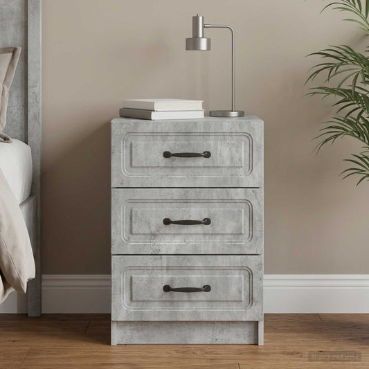 vidaXL Bedside Cabinet Concrete Grey 43 x 41 x 63.5 cm Engineered Wood