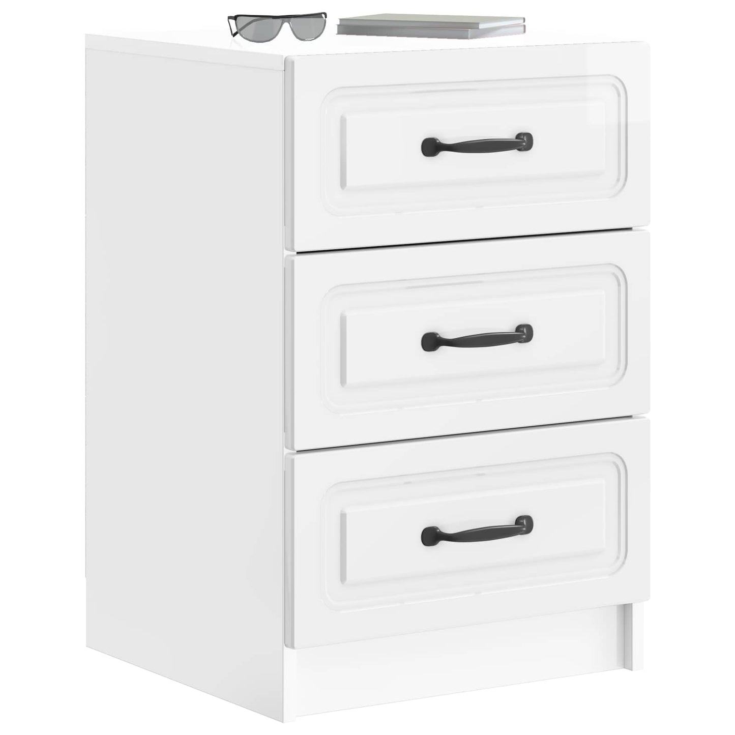 vidaXL Bedside Cabinet High Gloss White 43 x 41 x 63.5 cm