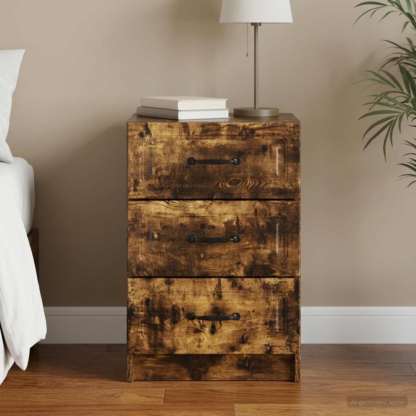 vidaXL Bedside Cabinet Smoked Oak 43 x 41 x 63.5 cm Engineered Wood