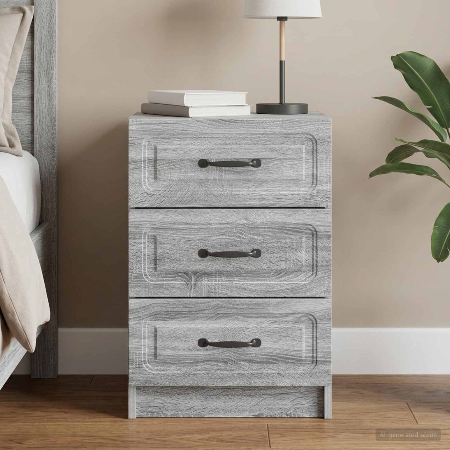 vidaXL Bedside Cabinet Grey Sonoma 43 x 41 x 63.5 cm Engineered Wood