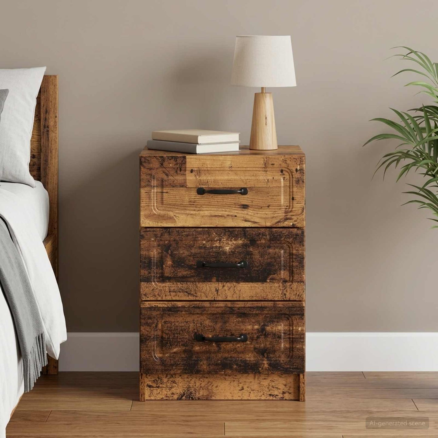 vidaXL Bedside Cabinet Old Wood 43 x 41 x 63.5 cm Engineered Wood