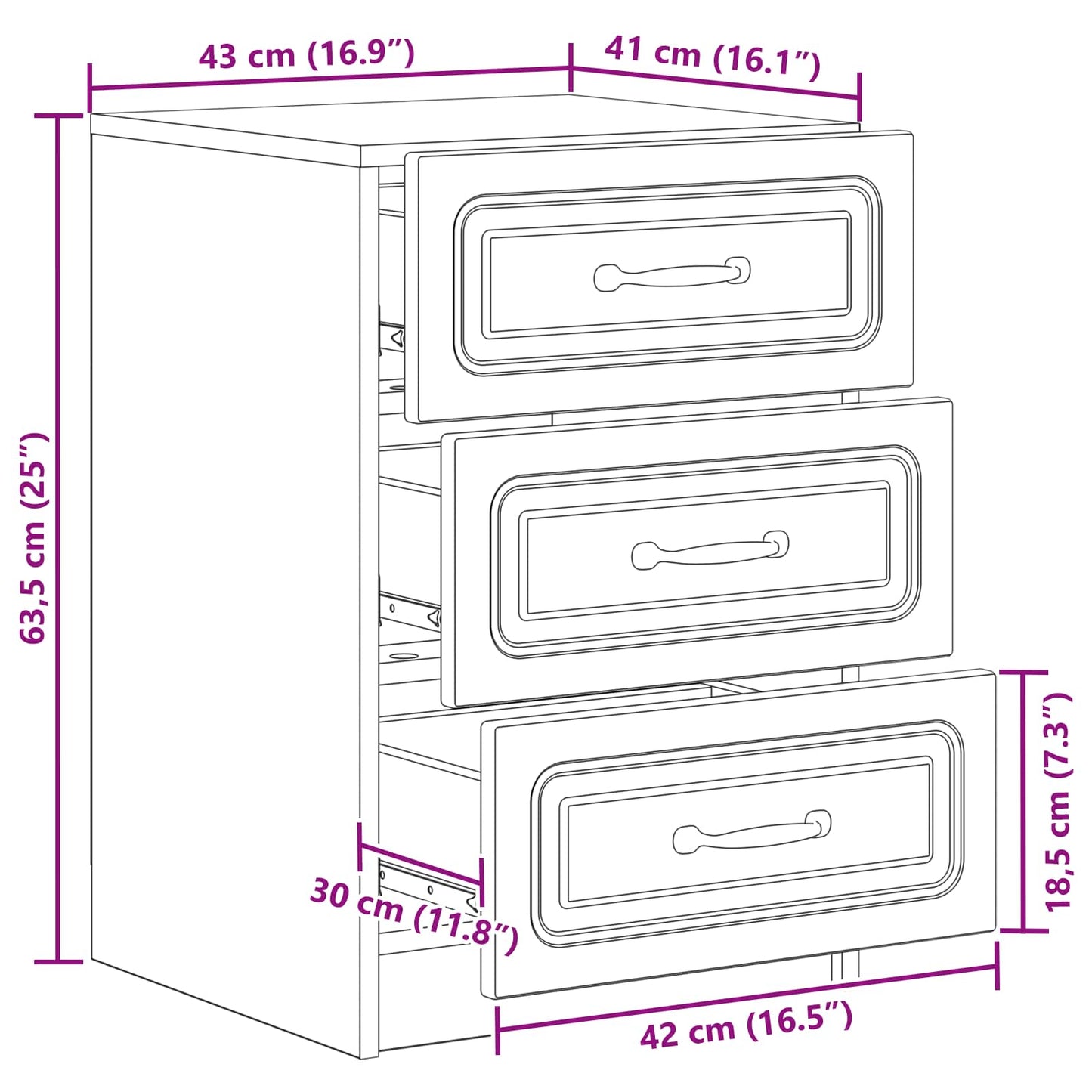 vidaXL Bedside Cabinet Old Wood 43 x 41 x 63.5 cm Engineered Wood