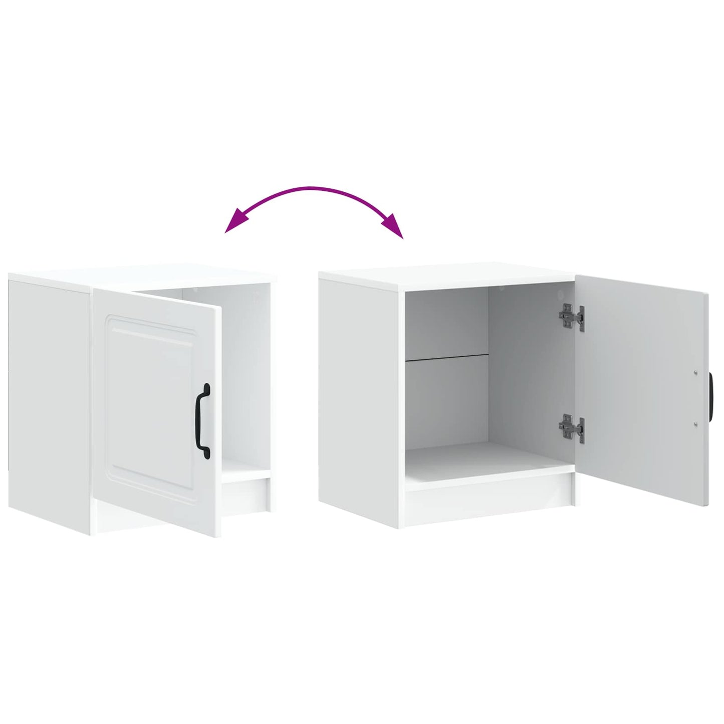 vidaXL Bedside Cabinet White 43 x 34.5 x 47 cm Engineered Wood