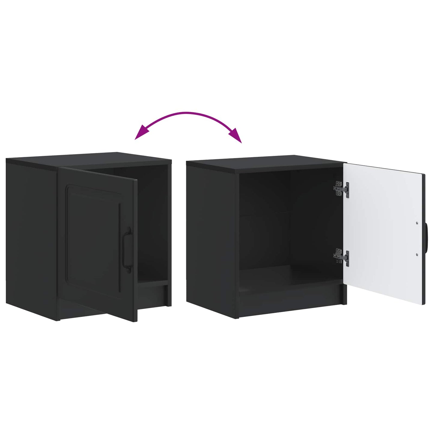 vidaXL Bedside Cabinet Black 43 x 34.5 x 47 cm Engineered Wood