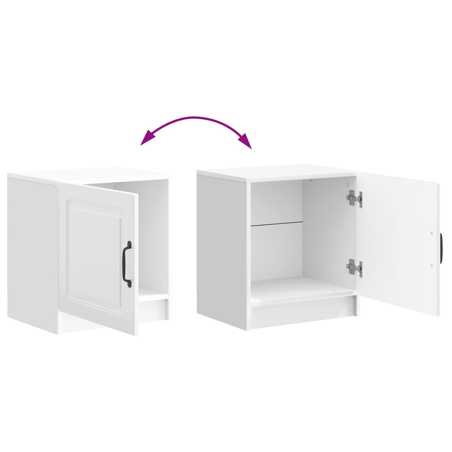 vidaXL Bedside Cabinet High Gloss White 43 x 34.5 x 47 cm