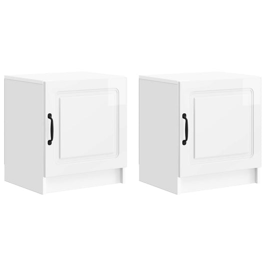 vidaXL Bedside Cabinet 2 pcs High Gloss White 43 x 34.5 x 47 cm