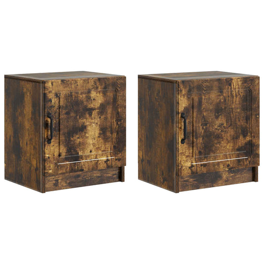 vidaXL Bedside Cabinet 2 pcs Smoked Oak 43 x 34.5 x 47 cm