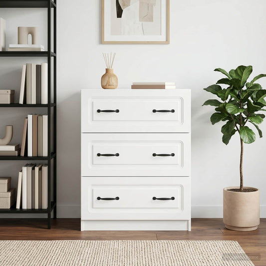vidaXL Drawer Cabinet White 66 x 34.5 x 87 cm Engineered Wood