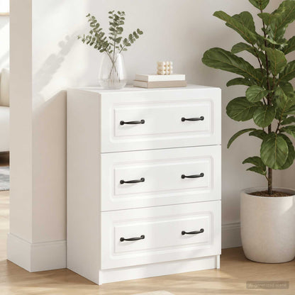 vidaXL Drawer Cabinet 66 x 34.5 x 87 cm Engineered Wood White