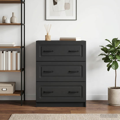 vidaXL Drawer Cabinet Black 66 x 34.5 x 87 cm Engineered Wood