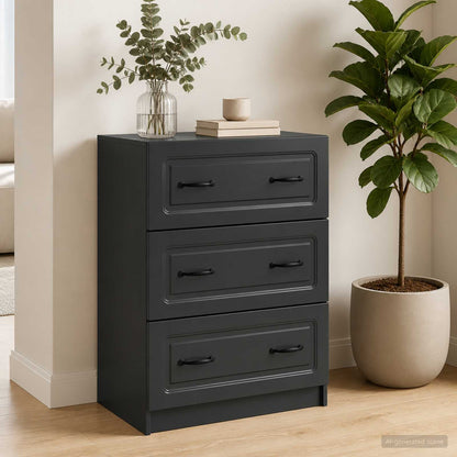 vidaXL Drawer Cabinet Black 66 x 34.5 x 87 cm Engineered Wood