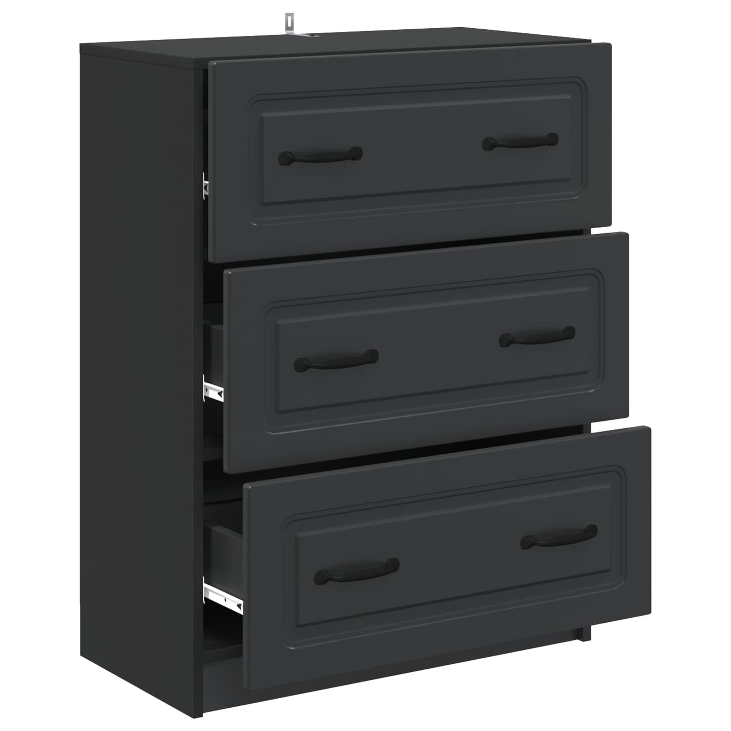 vidaXL Drawer Cabinet Black 66 x 34.5 x 87 cm Engineered Wood