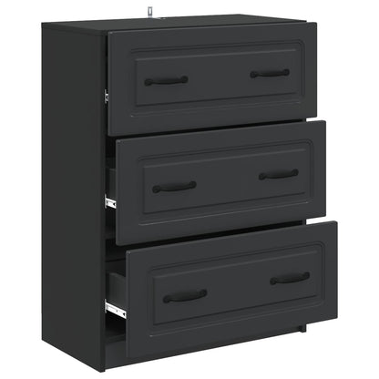 vidaXL Drawer Cabinet Black 66 x 34.5 x 87 cm Engineered Wood
