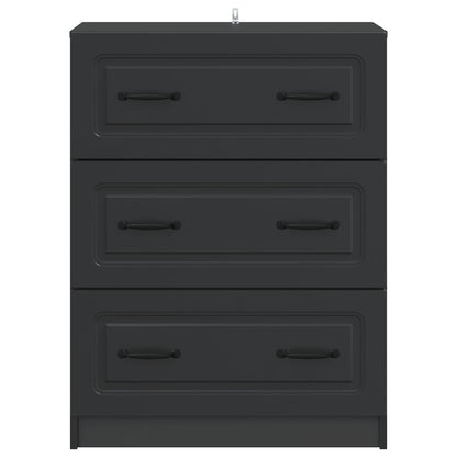 vidaXL Drawer Cabinet Black 66 x 34.5 x 87 cm Engineered Wood