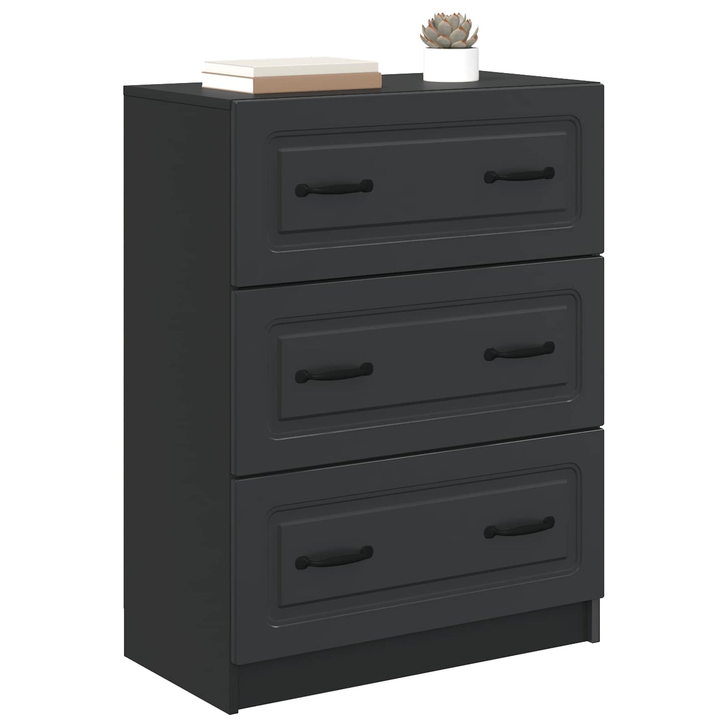 vidaXL Drawer Cabinet Black 66 x 34.5 x 87 cm Engineered Wood