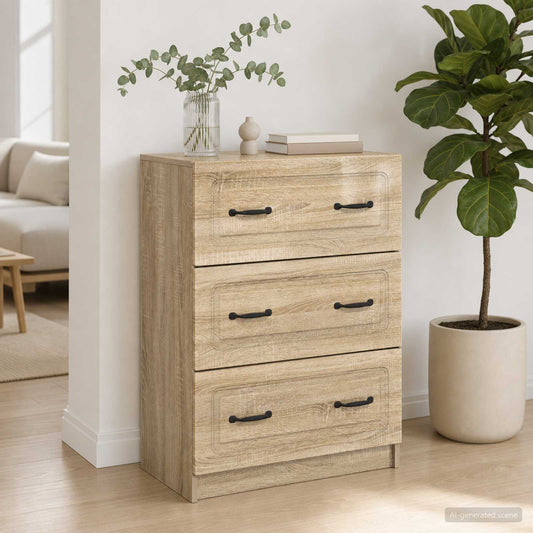 vidaXL Drawer Cabinet Sonoma Oak 66 x 34.5 x 87 cm Engineered Wood