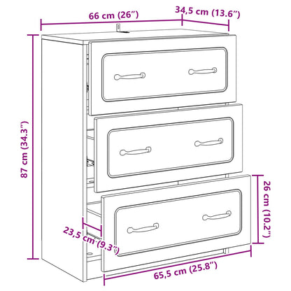 vidaXL Drawer Cabinet Sonoma Oak 66 x 34.5 x 87 cm Engineered Wood