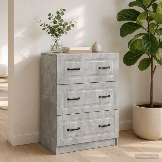 vidaXL Drawer Cabinet Concrete Grey 66 x 34.5 x 87 cm Engineered Wood