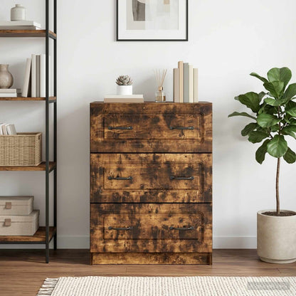 vidaXL Drawer Cabinet Smoked Oak 66 x 34.5 x 87 cm Engineered Wood