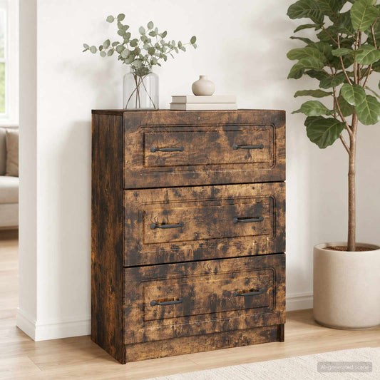 vidaXL Drawer Cabinet Smoked Oak 66 x 34.5 x 87 cm Engineered Wood