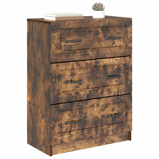 vidaXL Drawer Cabinet Smoked Oak 66 x 34.5 x 87 cm Engineered Wood