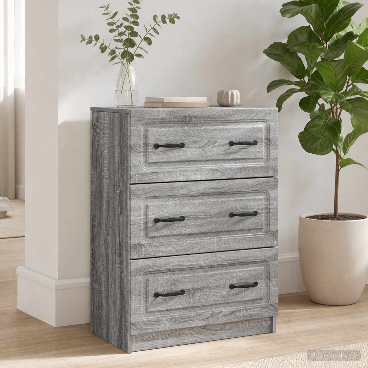 vidaXL Drawer Cabinet 66 x 34.5 x 87 cm Engineered Wood Grey Sonoma