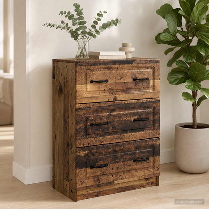 vidaXL Drawer Cabinet Old Wood 66 x 34.5 x 87 cm Engineered Wood