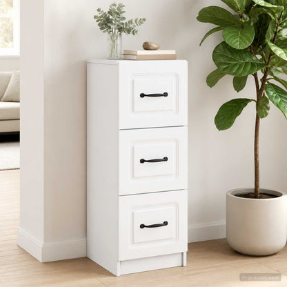 vidaXL Drawer Cabinet White 33 x 34.5 x 87 cm Engineered Wood
