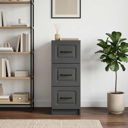 vidaXL Drawer Cabinet Black 33 x 34.5 x 87 cm Engineered Wood