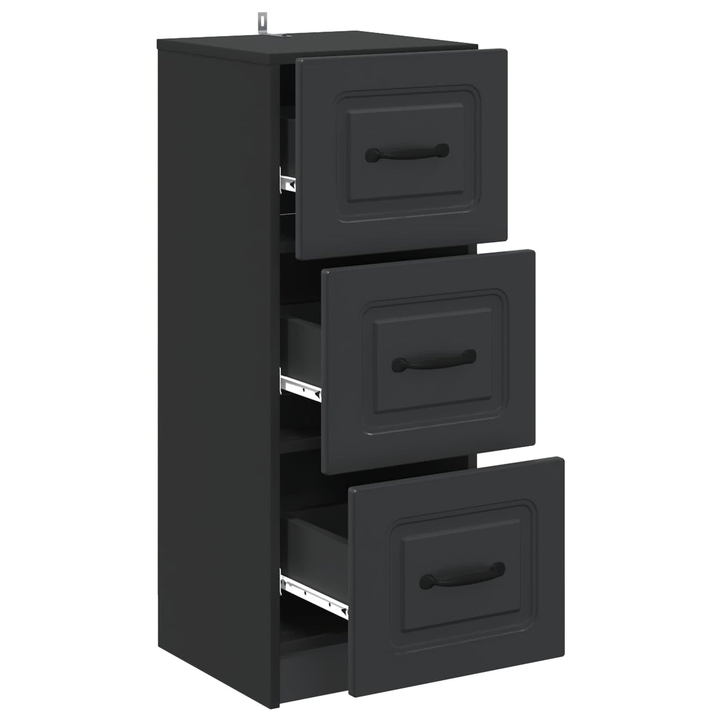 vidaXL Drawer Cabinet Black 33 x 34.5 x 87 cm Engineered Wood