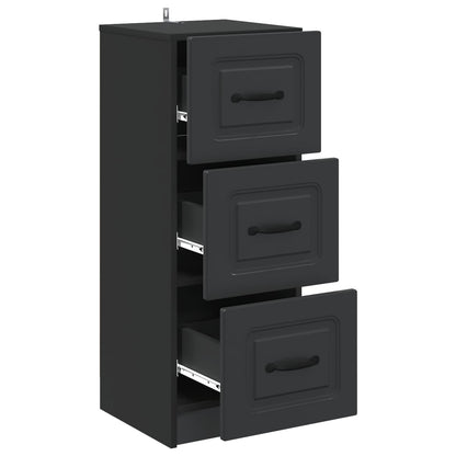 vidaXL Drawer Cabinet Black 33 x 34.5 x 87 cm Engineered Wood
