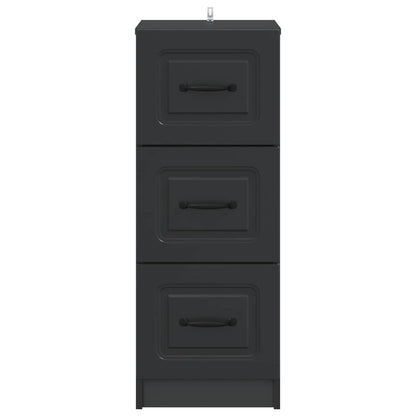 vidaXL Drawer Cabinet Black 33 x 34.5 x 87 cm Engineered Wood