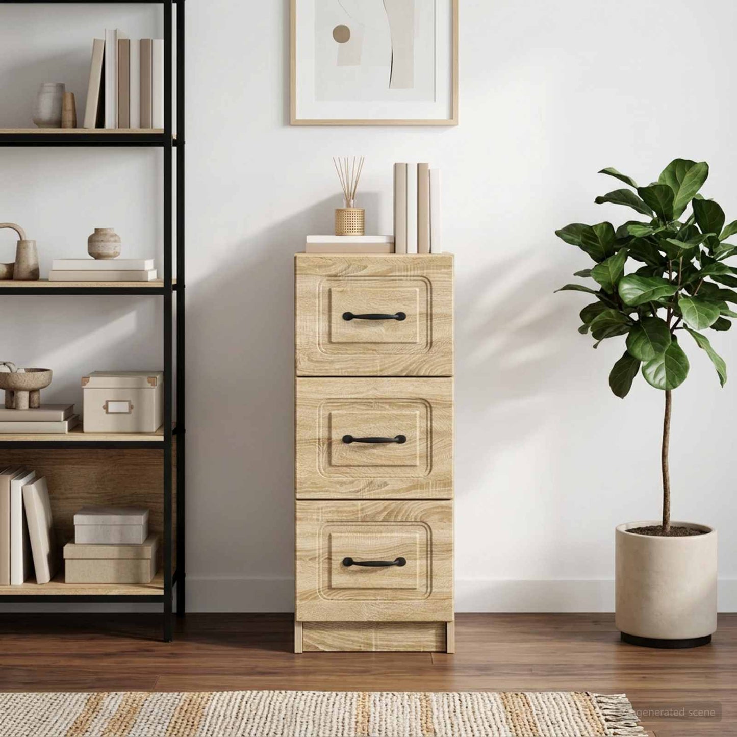 vidaXL Drawer Cabinet Sonoma Oak 33 x 34.5 x 87 cm Engineered Wood