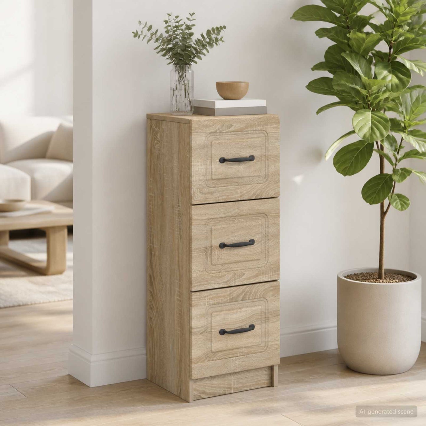 vidaXL Drawer Cabinet Sonoma Oak 33 x 34.5 x 87 cm Engineered Wood