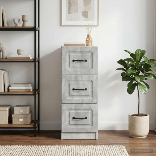 vidaXL Drawer Cabinet Concrete Grey 33 x 34.5 x 87 cm Engineered Wood