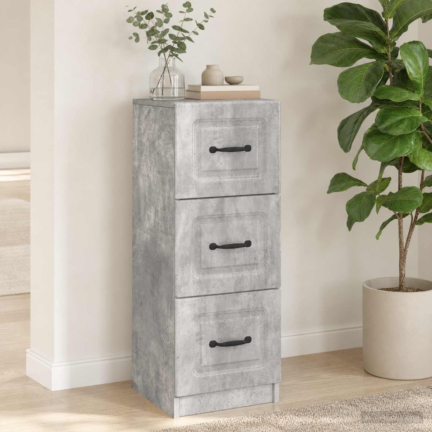 vidaXL Drawer Cabinet Concrete Grey 33 x 34.5 x 87 cm Engineered Wood