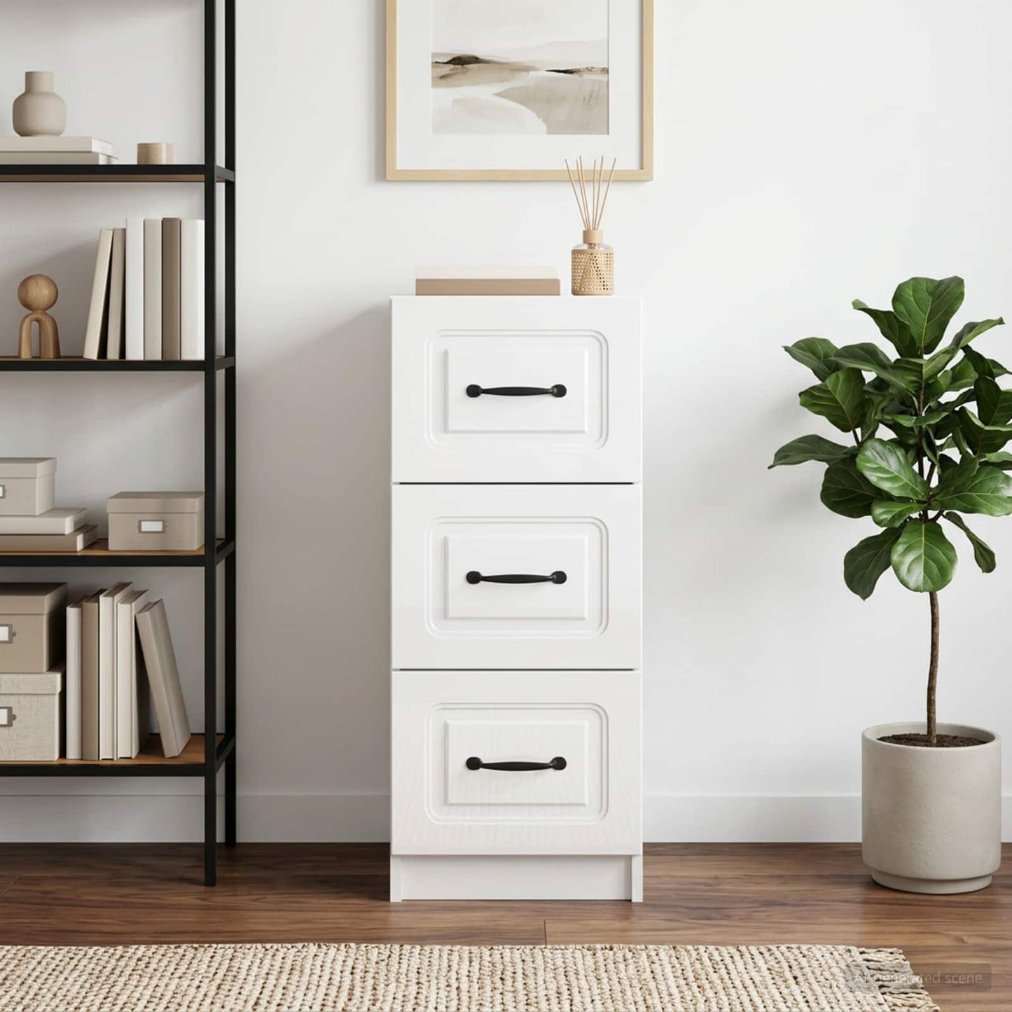 vidaXL Drawer Cabinet High Gloss White 33 x 34.5 x 87 cm